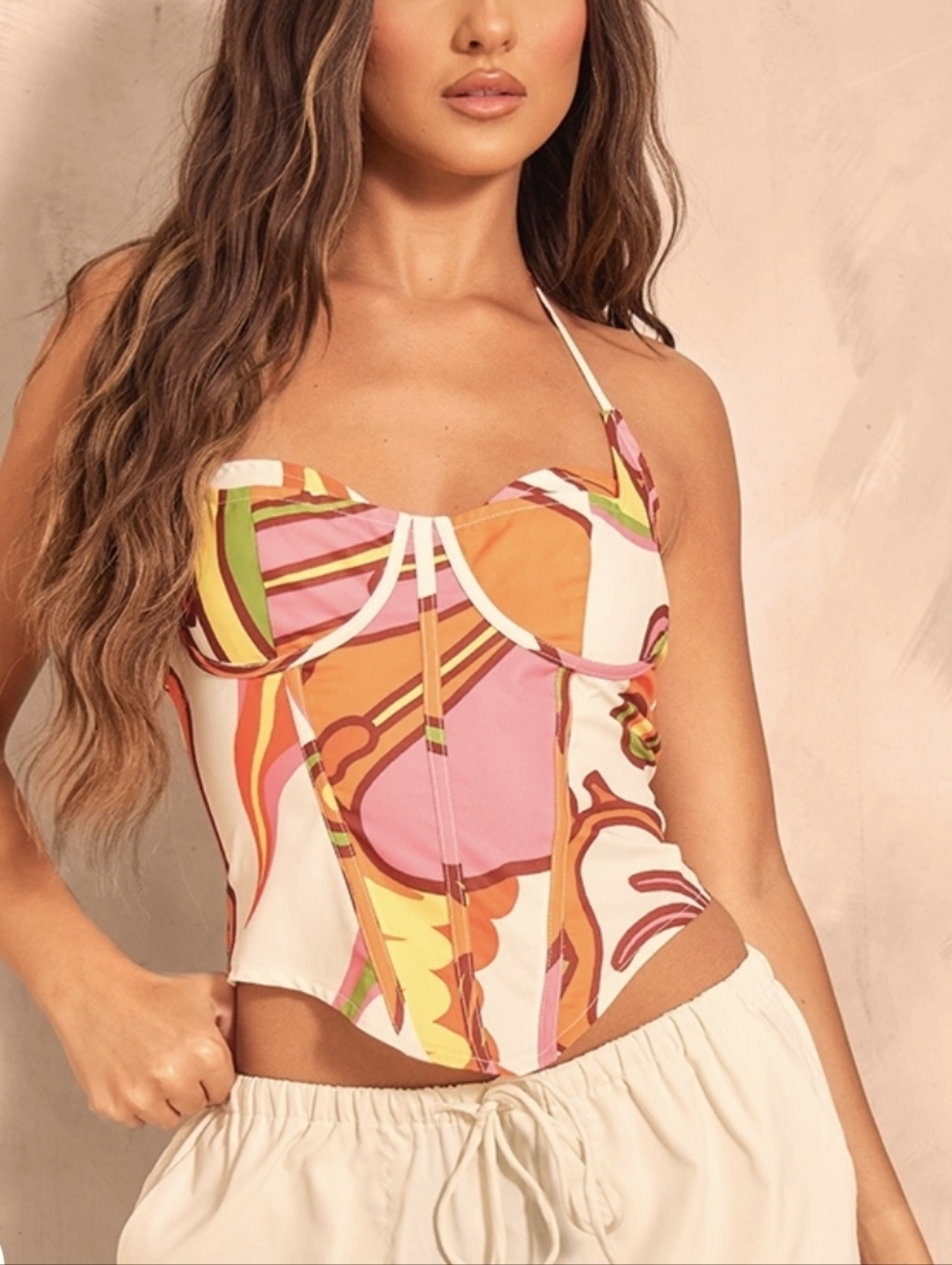 NWT PrettyLittleThing Multi Floral Printed Corset